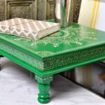 Wood To Cart Wood hand painted pooja bajot/ pooja chowki