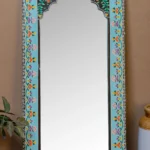 Wood-To-Cart Wooden handmade painted mirror frame / Aesthetic Mirror (Blue)