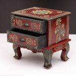 Handpainted 2 Drawer Bedside Table (Red Color)