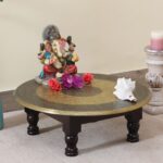 Wood & Brass Chowki for pooja || Round Bajot