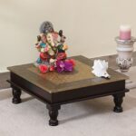 Wood & Brass Chowki for pooja || Pooja Squre Bajot
