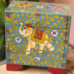 Hand-painted wooden Jewellery Box / Elephant design chest of 4 drawers (WTC-D-19)