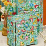 Hand-painted Jewellery Box / flower design chest of 2 drawers (WTC-D-16)