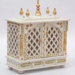 Wood To Cart® Beautiful Wooden Temple / Pooja Mandir for Home (18x9x22-White Jali)