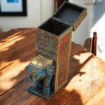 Wood To Cart® Unique Handcrafted Wooden Elephant Wine Bottle Holder Box - Image 2