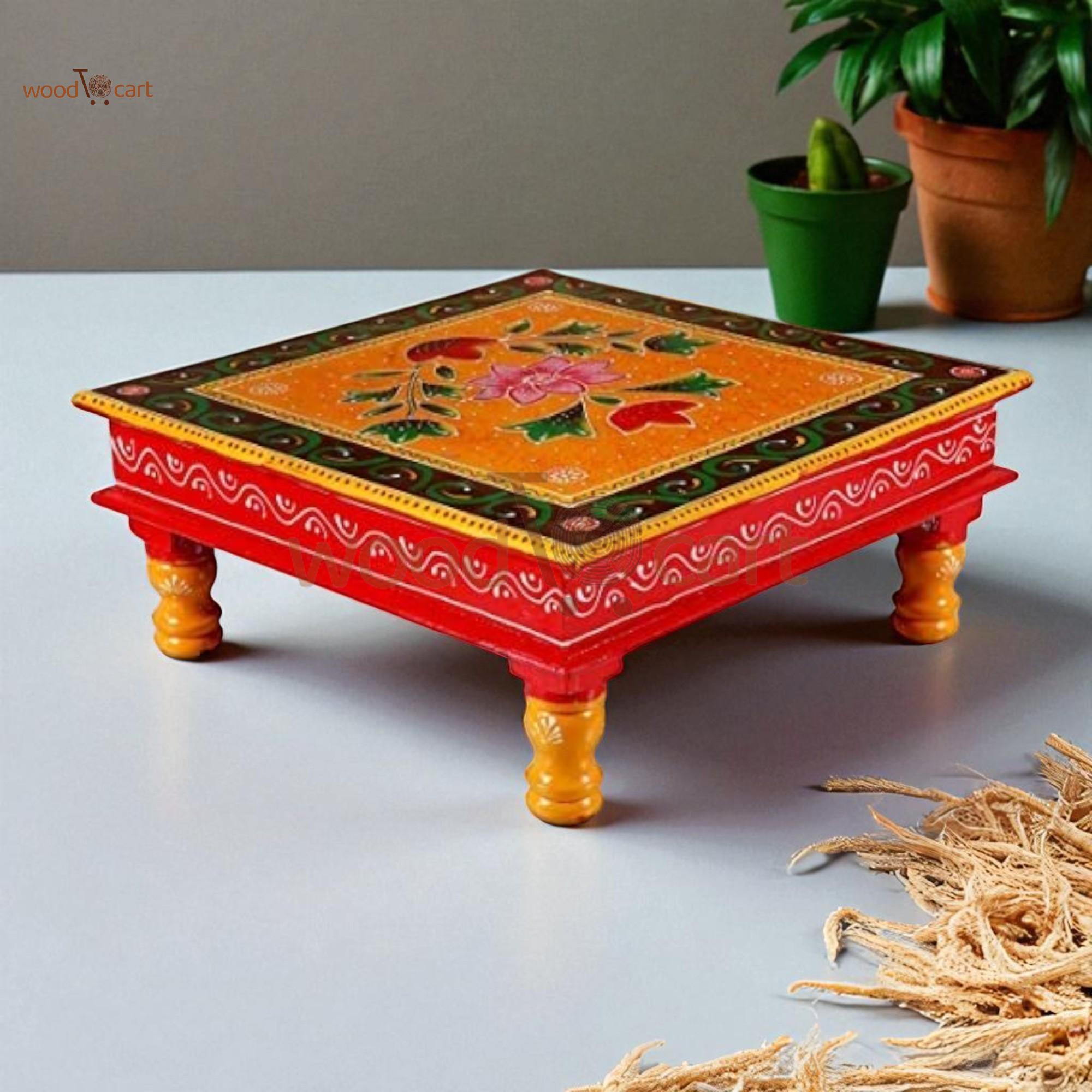 41l6s7lNJfL-Photoroom Wood To Cart® Yellow Color Wooden Puja Chowki/Bajot | Handcrafted Mandir Stand for Pooja, Home Temple, Festivals, Religious Rituals & Décor – Traditional Wooden Bajot - Image 1