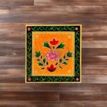 Wood To Cart® Yellow Color Wooden Puja Chowki/Bajot | Handcrafted Mandir Stand for Pooja, Home Temple, Festivals, Religious Rituals & Décor – Traditional Wooden Bajot - Image 4