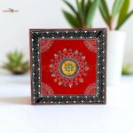 Wood To Cart® Wooden Puja Chowki/Bajot | Handcrafted Red Color Mandir Chowki for Pooja, Home Temple, Festivals, Rituals & Décor | Traditional Wooden Bajot Stand - Image 5