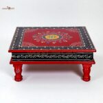 Wood To Cart® Wooden Puja Chowki/Bajot | Handcrafted Red Color Mandir Chowki for Pooja, Home Temple, Festivals, Rituals & Décor | Traditional Wooden Bajot Stand - Image 6