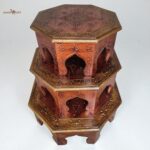 Wood To Cart® Handcrafted Wooden Octangle Hand-Painted Pooja Chowki – Decorative Bajot for Mandir, Diwali, Navratri & Home Decor (Copper Color) - Image 3