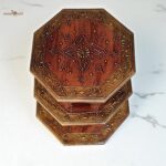 Wood To Cart® Handcrafted Wooden Octangle Hand-Painted Pooja Chowki – Decorative Bajot for Mandir, Diwali, Navratri & Home Decor (Copper Color) - Image 5